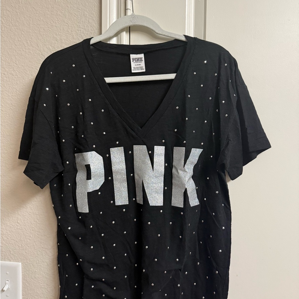 PINK Victoria's Secret Black V-Neck Tee